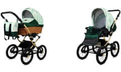 Babylux Classic Gold Green Daisy | 2v1 Kombinirani Voziček kompleti | Otroški voziček + Carrycot