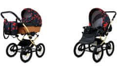 Babylux Classic Gold Red Bow | 2v1 Kombinirani Voziček kompleti | Otroški voziček + Carrycot