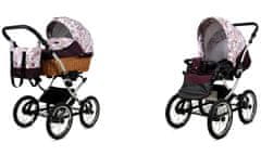 Babylux Classic Exclusive Maroon Flowers | 2v1 Kombinirani Voziček kompleti | Otroški voziček + Carrycot