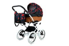 Babylux Classic White Red Bow | 4v1 Kombinirani Voziček kompleti | Otroški voziček + Carrycot + Avtosedežem + ISOFIX