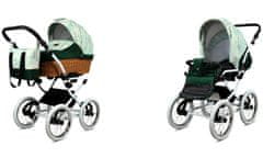 Babylux Classic White Green Daisy | 2v1 Kombinirani Voziček kompleti | Otroški voziček + Carrycot