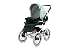 Babylux Classic White Green Daisy | 4v1 Kombinirani Voziček kompleti | Otroški voziček + Carrycot + Avtosedežem + ISOFIX