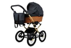 Babylux Classic Gold White Dots | 3v1 Kombinirani Voziček kompleti | Otroški voziček + Carrycot + Avtosedežem