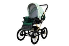 Babylux Classic Gold Green Daisy | 2v1 Kombinirani Voziček kompleti | Otroški voziček + Carrycot