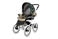 Babylux Classic White Fern Leaf | 4v1 Kombinirani Voziček kompleti | Otroški voziček + Carrycot + Avtosedežem + ISOFIX