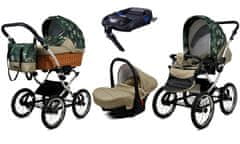 Babylux Classic Exclusive Fern Leaf | 4v1 Kombinirani Voziček kompleti | Otroški voziček + Carrycot + Avtosedežem + ISOFIX