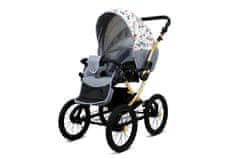 Babylux Margaret Gold Wild Flowers | 3v1 Kombinirani Voziček kompleti | Otroški voziček + Carrycot + Avtosedežem