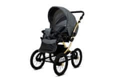 Babylux Margaret Gold Grey Flex | 4v1 Kombinirani Voziček kompleti | Otroški voziček + Carrycot + Avtosedežem + ISOFIX