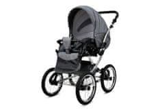 Babylux Margaret Exclusive Grey Flex | 3v1 Kombinirani Voziček kompleti | Otroški voziček + Carrycot + Avtosedežem
