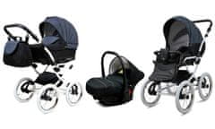 Babylux Margaret Black Grey | 3v1 Kombinirani Voziček kompleti | Otroški voziček + Carrycot + Avtosedežem