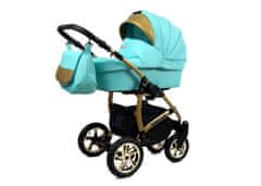 Babylux Gold Lux Mint | 4v1 Kombinirani Voziček kompleti | Otroški voziček + Carrycot + Avtosedežem + ISOFIX