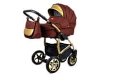 Babylux Gold Lux Chocolate | 4v1 Kombinirani Voziček kompleti | Otroški voziček + Carrycot + Avtosedežem + ISOFIX