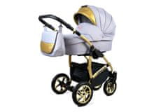 Babylux Gold Lux Silver | 4v1 Kombinirani Voziček kompleti | Otroški voziček + Carrycot + Avtosedežem + ISOFIX