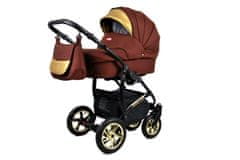 Babylux Gold Lux Chocolate | 2v1 Kombinirani Voziček kompleti | Otroški voziček + Carrycot