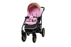 Babylux Gold Lux Light Pink | 4v1 Kombinirani Voziček kompleti | Otroški voziček + Carrycot + Avtosedežem + ISOFIX
