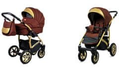 Babylux Gold Lux Chocolate | 2v1 Kombinirani Voziček kompleti | Otroški voziček + Carrycot