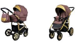 Babylux Gold Lux Mokka | 2v1 Kombinirani Voziček kompleti | Otroški voziček + Carrycot