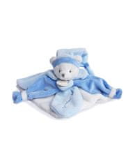 Doudou Darilni set - plišast medvedek z modro ropotuljico 24 cm