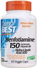 Doctor’s Best Benfotiamin z alfa lipoično kislino (vitamin B1 z lipoično kislino), 300 mg, 60 rastlinskih kapsul