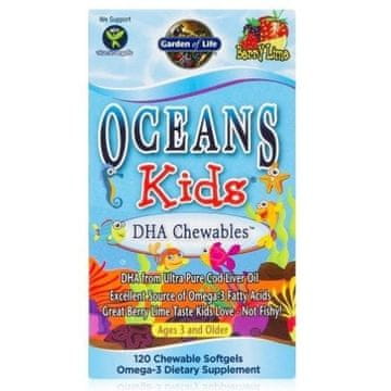 Garden of Life Oceans Kids DHA omega-3 bonboni za otroke, 120 žvečljivih kapsul