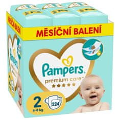 Pampers Premium Care plenice, velikost 2 (4-8 kg), 224 plenic, mesečni paket