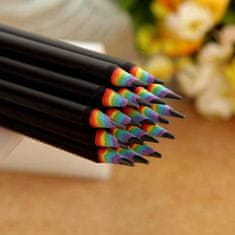 Northix 10x svinčniki z mavričnimi barvami - črni 