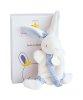 Doudou Darilni set - Igrača z nosilcem za dudo zajček 15 cm modra