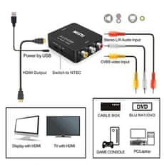 Kitajc AV na HDMI konverter adapter - črn