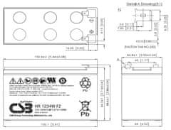 Varnostna baterija CSB Pb VRLA AGM 12V/9Ah (HR1234W F2)