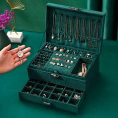 Northix Škatla za nakit iz imitacije semiša - zelena 