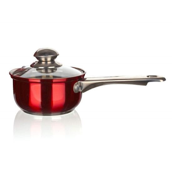 Banquet MAESTRO Rdeča ponev iz nerjavečega jekla 16 cm, 1,35 l, s pokrovom, komplet 2