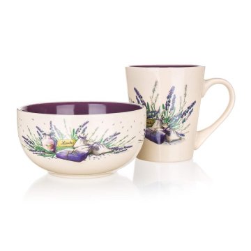 Banquet Komplet za zajtrk - vrč in skleda LAVENDER, 2 kosa, OK