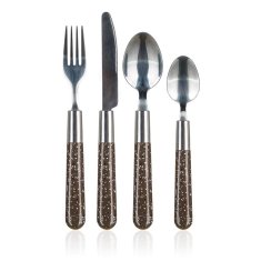 Banquet Komplet pribora iz nerjavečega jekla s plastičnim ročajem GRANITE Brown, 24 kosov, komplet 2