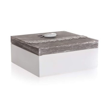 HOME DECOR DOM DEKOR Majhna škatla s čipko LACEWORK, kvadratna