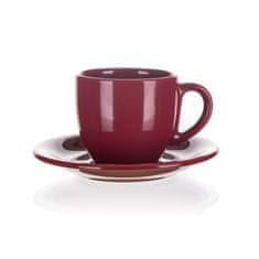 Banquet Keramična skodelica in krožnik NATURAL Bordo 250 ml, komplet 6 kosov
