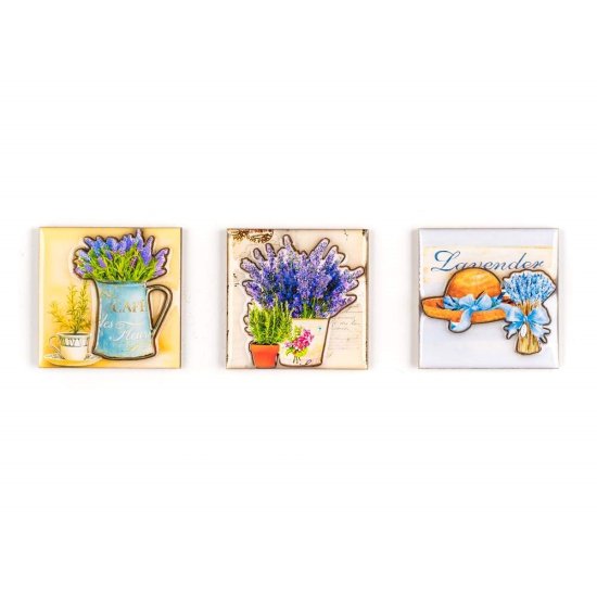 Banquet Komplet magnetov LAVENDER, 3 kosi, mešanica dekorjev, komplet 8 kosov