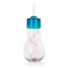 Banquet Plastična steklenica s slamico BULB 600 ml, modra, komplet 3 kosov