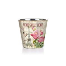 HOME DECOR Kovinski cvetlični lonček HOME SWEET 12 x 11,5 x 8,5 cm, komplet 10 kosov