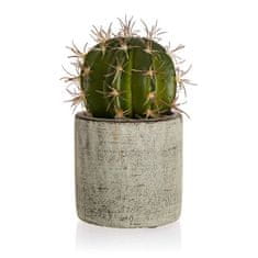 HOME DECOR Kaktus v betonski posodi 9,5 x 16 cm, zelen, komplet 4 kosov