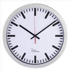 Hama Postajna stenska ura/ premer 30 cm/ radijsko krmiljena/ 1x baterija AA/ belo-srebrna