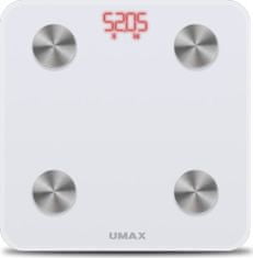Umax Pametna tehtnica US20M/ 0,2 - 150 kg/ Bluetooth 4.0/ 6 telesnih parametrov/ Slovenščina/ Bela