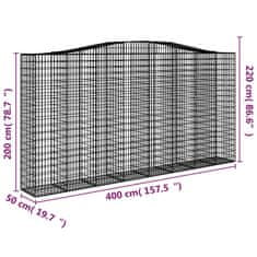 Vidaxl Obokane gabion košare 25kosov 400x50x200/220cm pocinkano železo