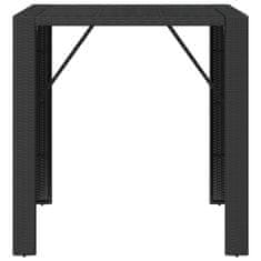 Greatstore Barska miza s stekleno ploščo črna 105x80x110 cm poli ratan