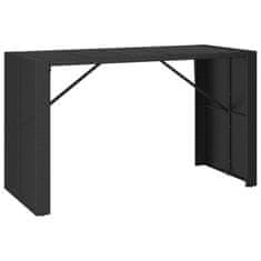 Vidaxl Barska miza s stekleno ploščo črna 185x80x110 cm poli ratan