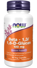 NOW Foods Beta 1,3/1,6-D-Glucan, Beta glukani, 100 mg, 90 rastlinskih kapsul