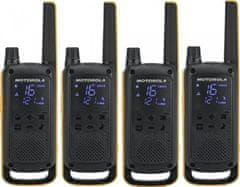 Motorola TLKR T82 Extreme Quadpack radio (4 kosi, doseg do 10 km), IPx4, črna/rumena