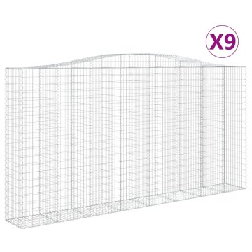 Vidaxl Obokane gabion košare 9 kos 400x50x200/220 cm pocinkano železo