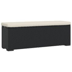 Vidaxl Oblazinjena klop z blazino črna 110x30x40 cm poli ratan
