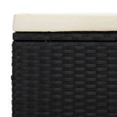 Vidaxl Oblazinjena klop z blazino črna 110x30x40 cm poli ratan