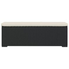 Vidaxl Oblazinjena klop z blazino črna 110x30x40 cm poli ratan